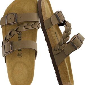 Women's Cork Sandals Adjustable Straps Arch Support Wide Fit Summer Slides